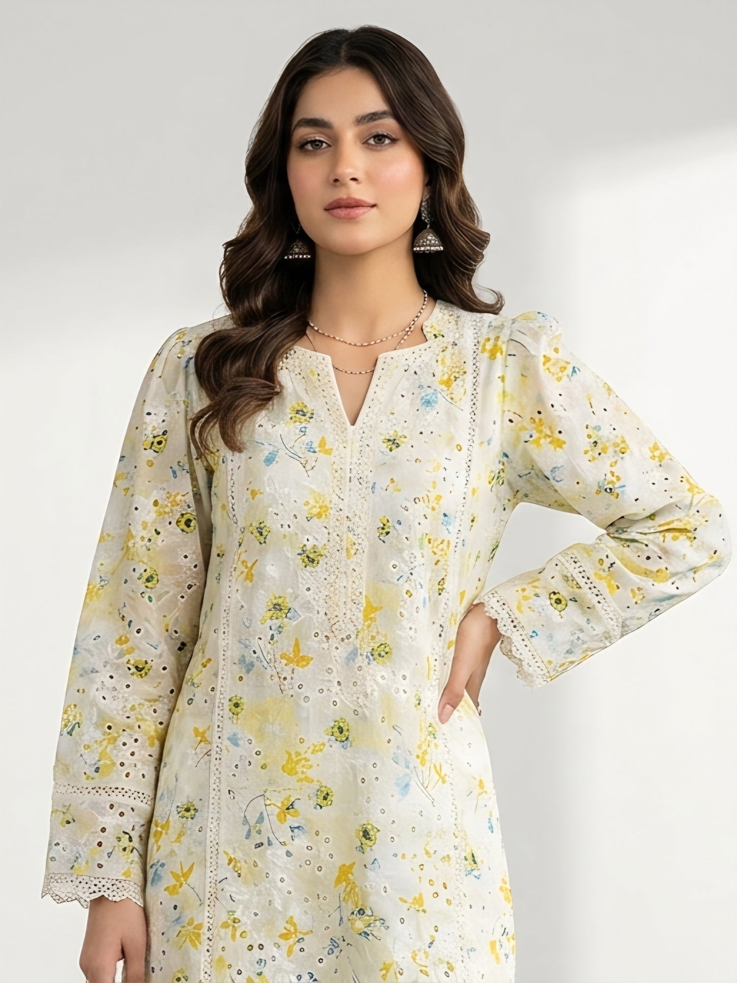 2pc lemon chikenkari co-ordset