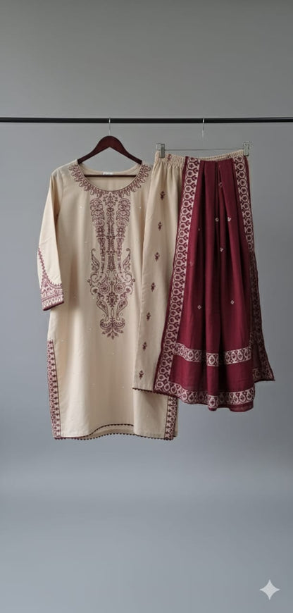 MS 3Pc Tailored Pashmeena Shawl Suit
