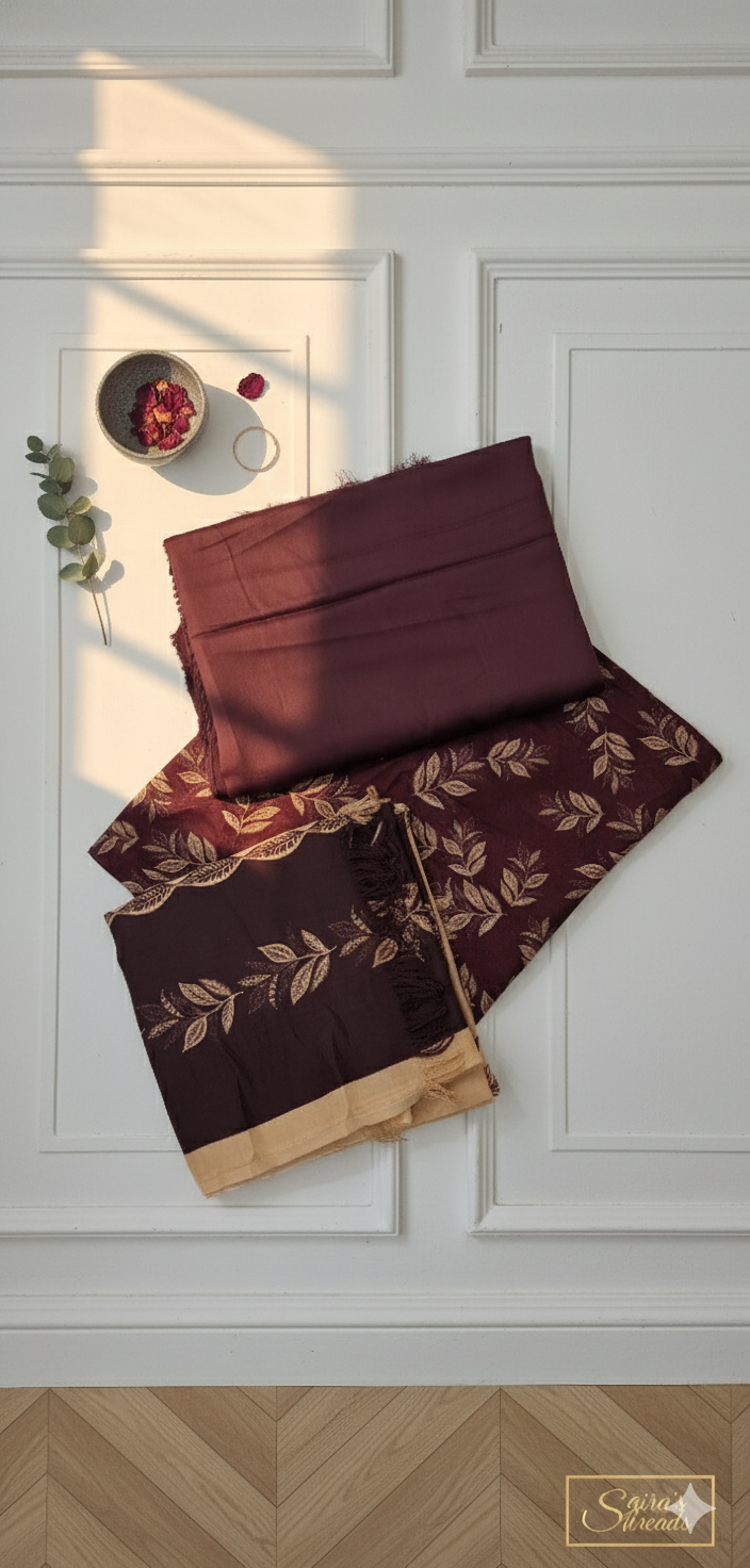 MS 3Pc china pati with pashmeena shawl Fancy suit