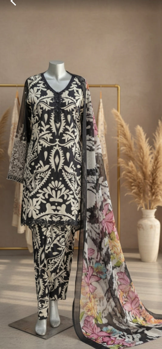 MS 3pc cambric cotton Tailored suit