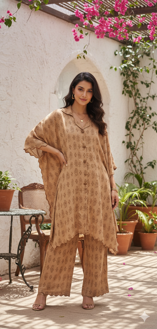 MS 2pc linen kaftan suit