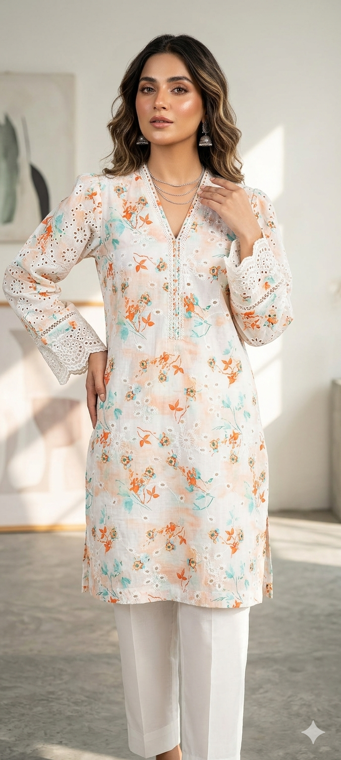 2pc peach chickenkari co-ordset