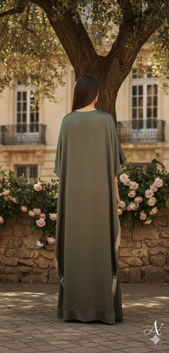 MS 2pc olive green silk dress