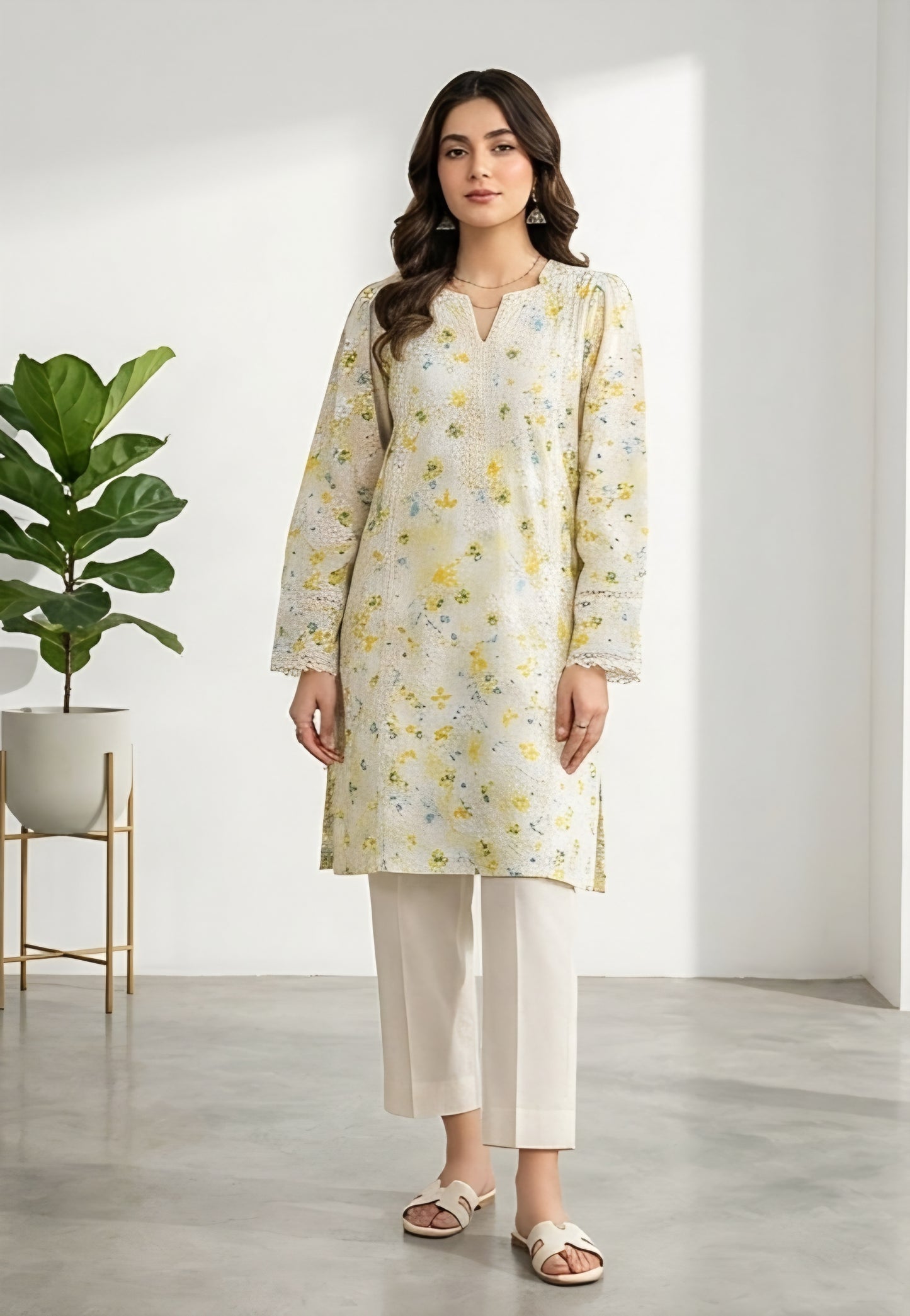 2pc lemon chikenkari co-ordset
